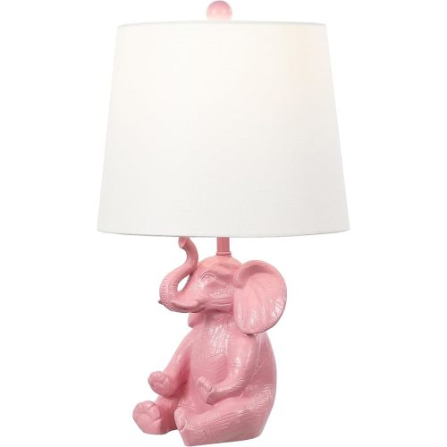 21" Modern Shabby Chic Resin/Iron Happy Elephant LED Kids' Table Lamp, Pink