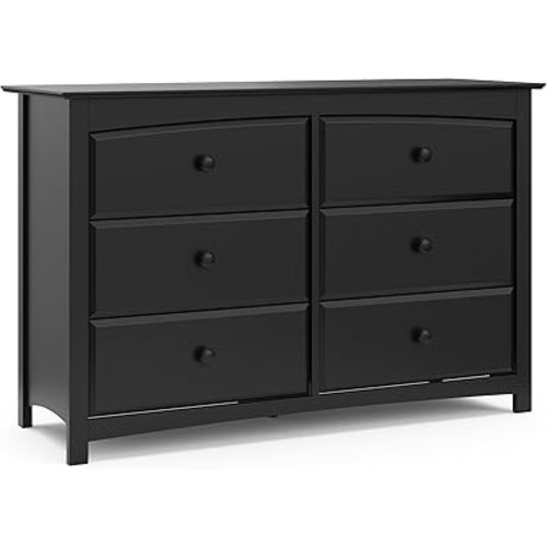 Storkcraft Kenton 6 Drawer Double Dresser (Black) – Dresser for Kids Bedroom, Nursery Dresser Organizer, Chest of Drawers for Bedroom with 6 Drawers, Universal Design for Children’s Bedroom