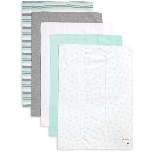 Burt's Bees Baby - Burp Cloths, 5-Pack Extra Absorbent 100% Organic Cotton Burp Cloths (Seaglass Green Prints)