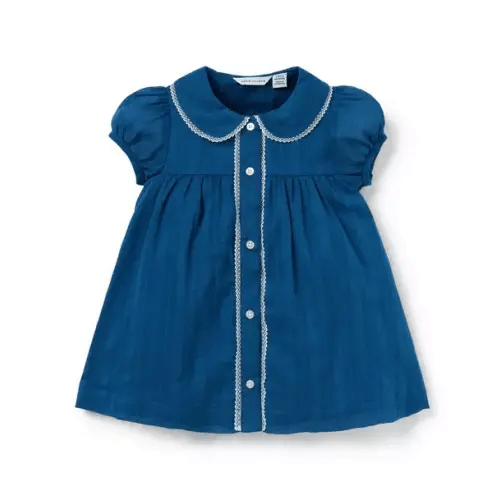 Baby Damselfly Blue Baby Textured Stripe Collar Dress by Janie and Jack
