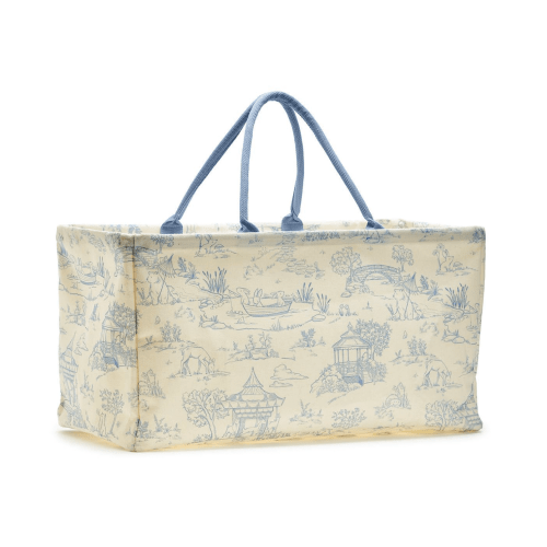 Blue Toile Hamper Bag