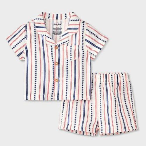 Baby Boys' Star Striped Top & Shorts Set - Cat & Jack™ Red/White 6-9M