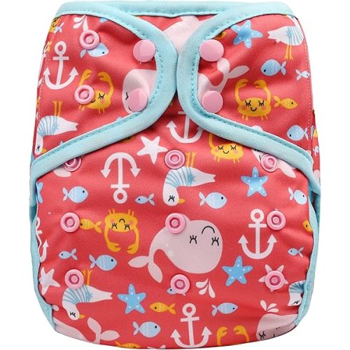 OsoCozy One Size Reusable Cloth Diaper Covers - Adjustable Snap Fit & Double Leg Gussets. Fits Babies from 8-35 Pounds.