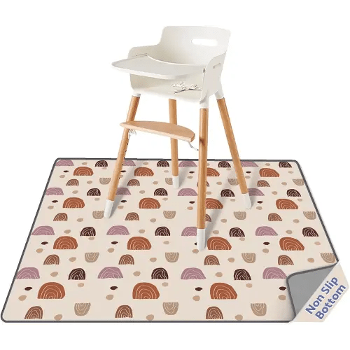 Blissful Diary Baby Splat Mat for Under High Chair, 51 x 51 Inch Boho Splash, Waterproof and Washable Spill Mat, Anti-Slip Floor Protector