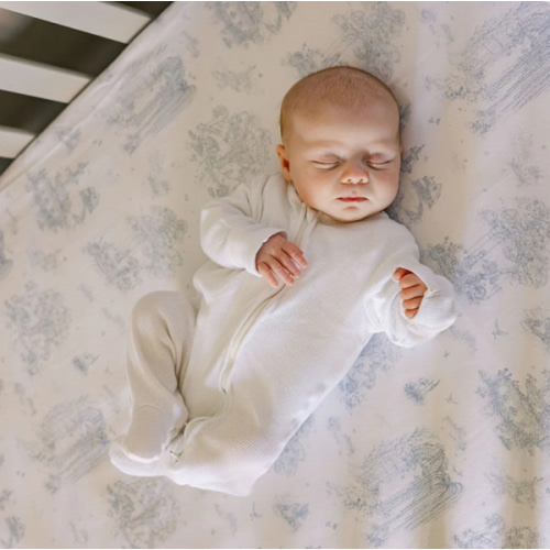 Spring Toile Blue Fitted Crib Sheet
