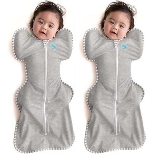 Love to Dream Swaddle UP, Gray, Newborn, 5-8.5 lbs., Dramatically Better Sleep, Allow Baby to Sleep in Their Preferred arms up Position for self-Soothing, snug fit Calms Startle Reflex (Pack of 2)