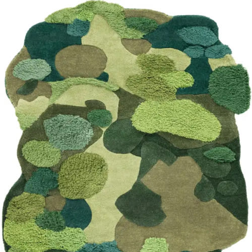 Green 4' 1 x 6' 1 Moss Garden Freeform Rug | Rugs.com