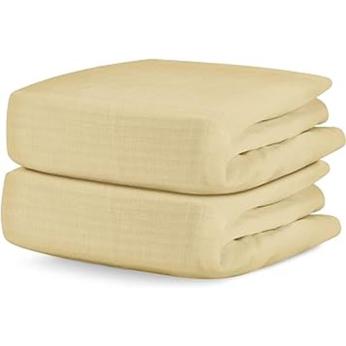 Newton Baby Organic Fitted Crib Sheets (2-Pack) - 100% Breathable and Ultra-Soft, 100% Organic Muslin Cotton, Sunshine Yellow, Fits All Standard Cribs