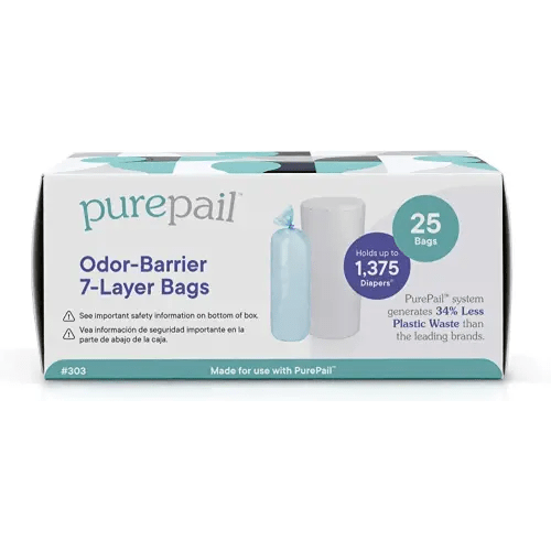 Classic Odor-Barrier 7-Layer Refill Bags (25 Count) – Block Odors with No Added Fragrance – Less Waste, No Cutting & No Canisters – for Use with PurePail Classic