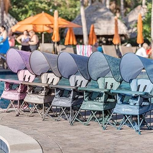 Baby Delight Go with Me Venture Portable Chair | Indoor and Outdoor | Sun Canopy | 3 Child Growth Stages | Pink