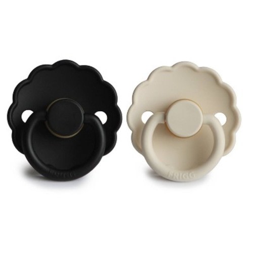 Mushie 2pk Frigg Daisy Rubber Pacifier Nipple - Size 1 - Jet Black/Cream