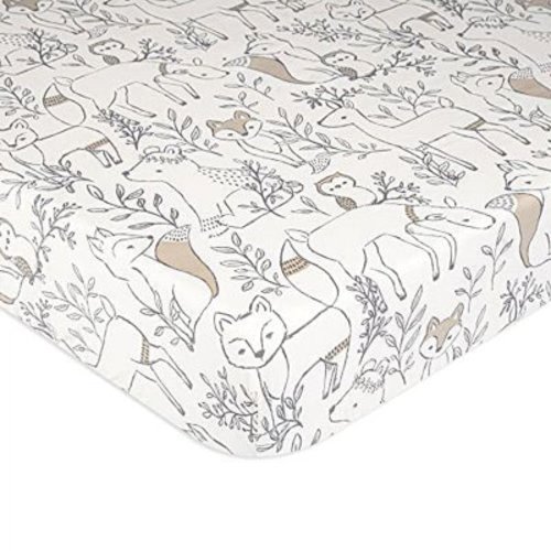 Crane Baby Ezra Crib Fitted Sheet - Woodland Animal 100% Cotton Sateen - Crib/Toddler Bed Sheet
