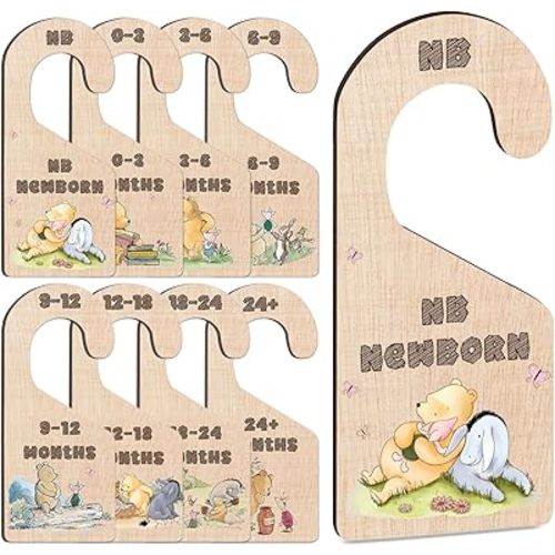 8Pcs Winnie Closet Dividers, Classic Winnie Stuff, Pooh Nursery Decor Wooden Hanger, Baby Clothes Dividers