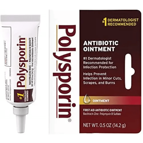 Polysporin First Aid Topical Antibiotic Skin Ointment with Bacitracin Zinc & Polymyxin B Sulfate, for Infection Protection & Wound Care, Neomycin-Free, Travel Size, 0.5 oz
