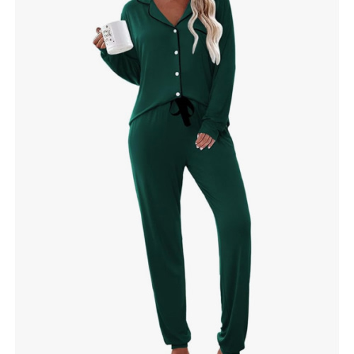Ekouaer Pajamas Set Long Sleeve Sleepwear Womens Button Down Nightwear Soft Pj Loungewear with Pockets