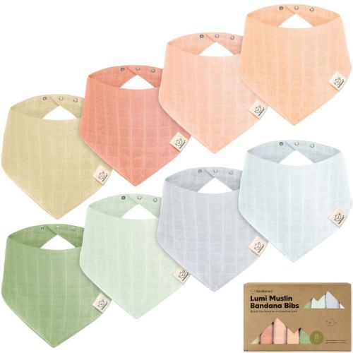 8pk Lumi Muslin Baby Bibs, Bandana Bibs For Baby Boy, Baby Girl, Muslin Drool Bib For Newborn, Toddler (dew)