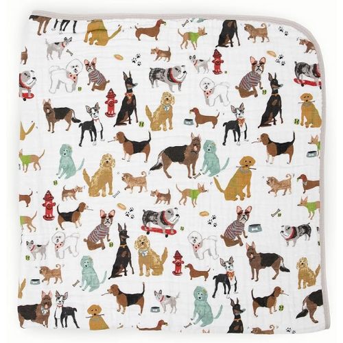 Little Unicorn – Woof Cotton Muslin Quilt Blanket | 100% Cotton | Super Soft | Babies and Toddlers | Large 47” x 47” | Machine Washable… - 47"x47"