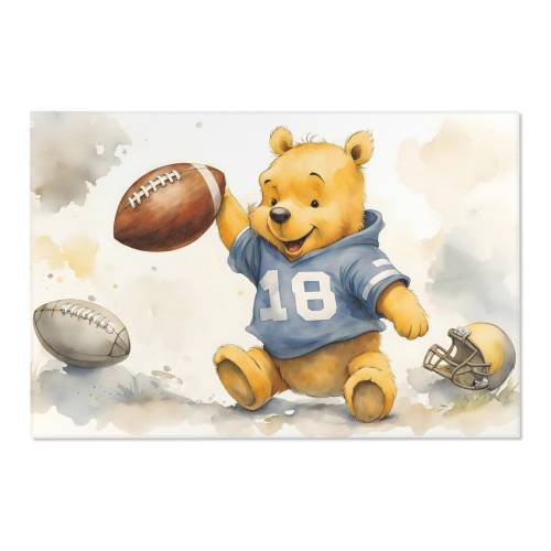 Football Rug | Winnie the pooh Decorations | Winnie the Pooh Rug for Nursery Girl or Boy | Aesthetic Bedroom Rug Decor | Kids Room Carpet