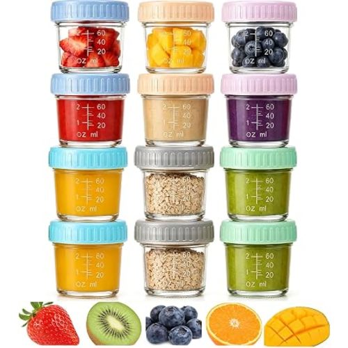 12-Pack 4 oz Glass Food Storage Containers with Leakproof Lids