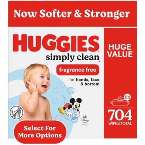Huggies Simply Clean, Sensitive Skin, Fragrance-Free Baby Wipes, 11 Pack, 704 Total Ct