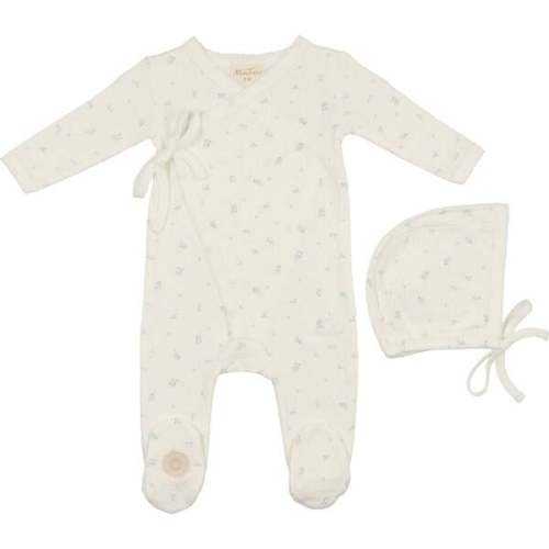Leaf Print Wrap Gift Set Ivory & Green - Mon Tresor Bebe | Maisonette