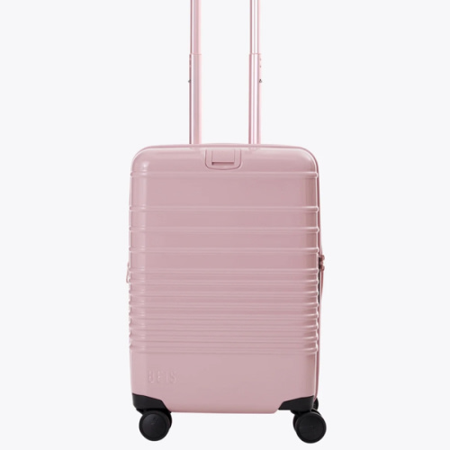 BÉIS 'The Carry-On Roller' in Glossy Atlas Pink - 21" Carry On Luggage & Carry On Suitcase in Glossy Atlas Pink