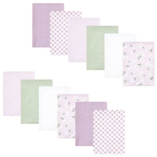 Luvable Friends Hudson Baby Flannel Burp Cloths 12pk, Kangaroo Pastel