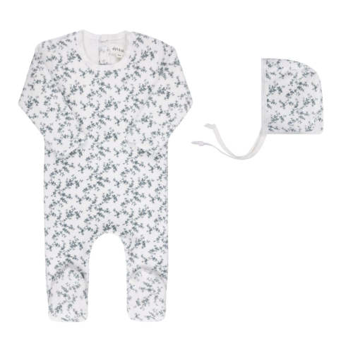 Velour Vine Pattern Collection - Footie + Bonnet