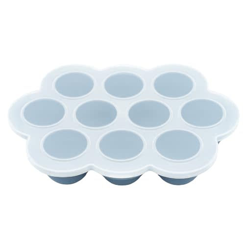 WeeSprout Silicone Baby Food Freezer Tray with Clip-on Lid - Perfect Storage Container for Homemade Baby Food, Vegetable & Fruit Purees, and Breast Milk (Navy, Ten 1.5 Ounce Sections)