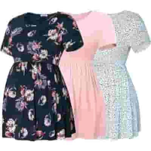 Bearsland Women's Short Sleeve Maternity Shirts Tops Pregnancy Clothes 3-Pack