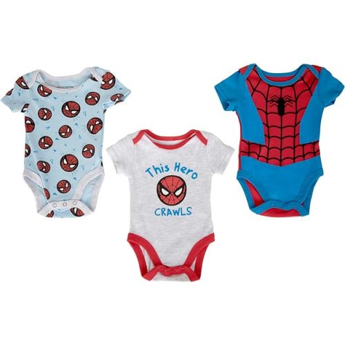 Spiderman Baby Boys Three Pack Bodysuit Baby Clothes