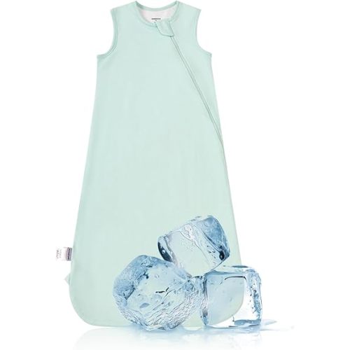 BubblePanda Cooling Summer Sleep Sack 0.5 Tog 6-12 Months Q-Max 0.3 Soft Lightweight Sleep Sack Transition Baby Wearable Blanket Baby Cooling Blanket for Hot Sleeper Night Sweats 2-Way Zipper