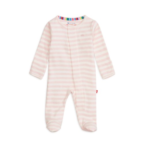 Pink Stripe Organic Cotton Magnetic Footie