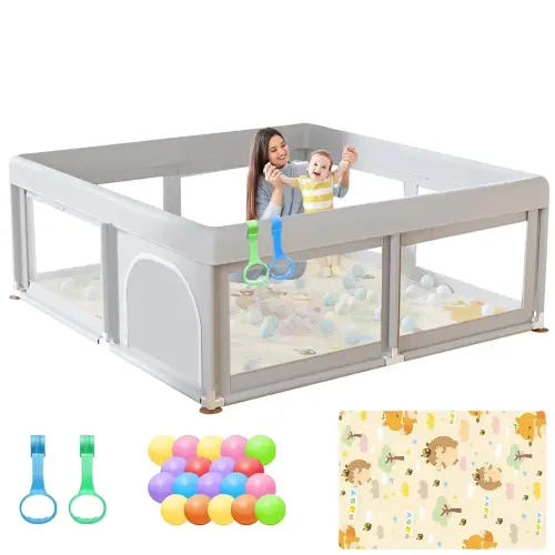 Baby Playpen 50"L x 50"W x 26"H Play Pens for Babies and Toddlers, Large Play Yards for Indoor & Outdoor