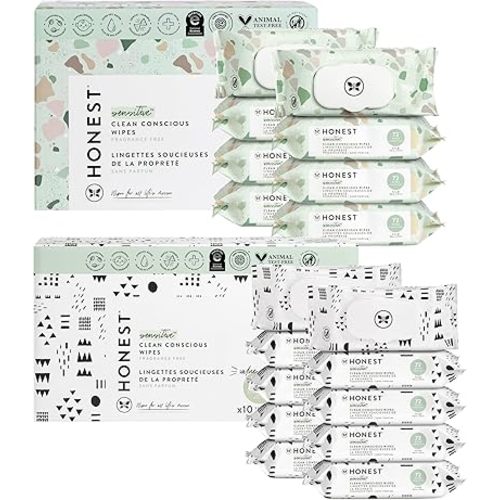The Honest Company Clean Conscious Multi-Use Wipes | Hypoallergenic + Unscented for Sensitive Skin | Over 99% Water, Compostable, Plant Based, Baby Wipes | Pattern Play + Geo Mood (1296 Count)