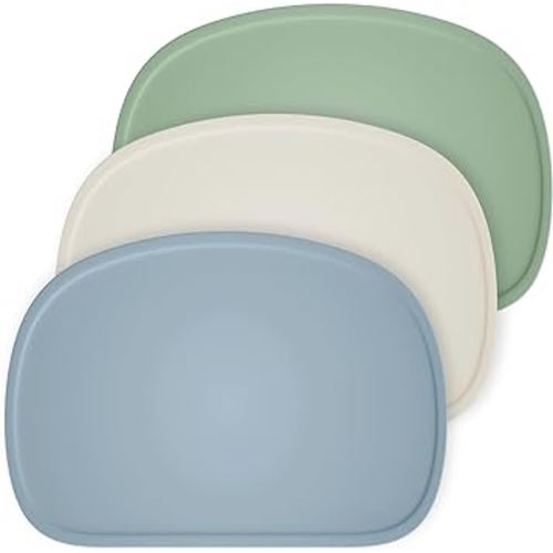 Cuddle Campus Set of 3 Silicone Placemats with Raised Edges for Kids,Toddlers,Babies, Non-Slip Dinning Table Mat, Baby Eating Mat, Food Mat