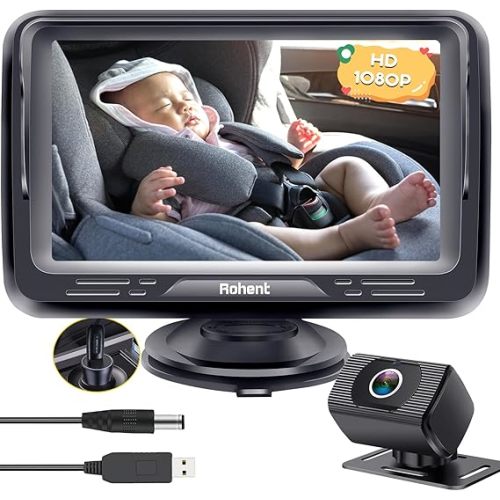 Rohent Car Camera for Baby USB: Plug and Play Easy to Install Crystal Night Vision Wide View Angle for Newborn Infant Safety
