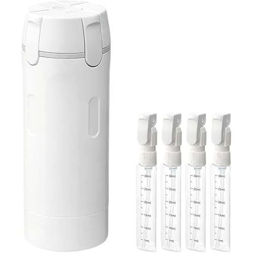 4 in 1 Travel Dispenser, 4 Pack 30ML Travel Bottles with Stickers for Toiletries, Leak Proof Travel Size Containers, Portable for Shampoo Lotion Conditioner Cream White