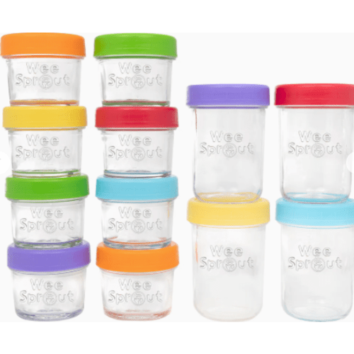 WeeSprout: Glass Food Storage Jars in BRIGHT | 4oz & 8oz Mixed Set