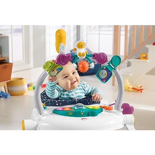Fisher-Price Baby Jumperoo Baby Bouncer and Activity Center with Lights and Sounds, Astro Kitty SpaceSaver