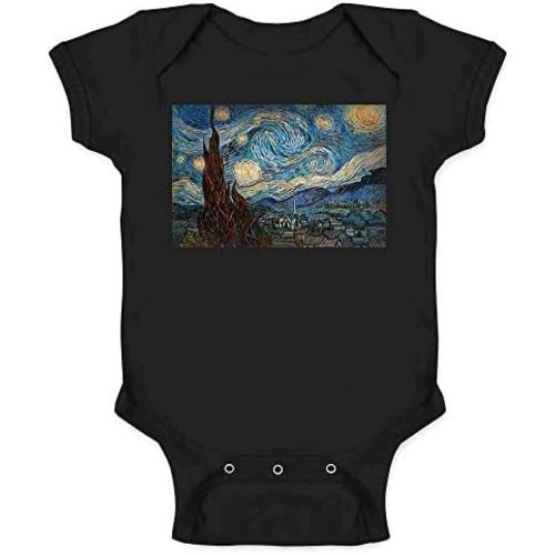 Pop Threads Starry Night Vincent Van Gogh Painting Art Infant Baby Boy Girl Bodysuit