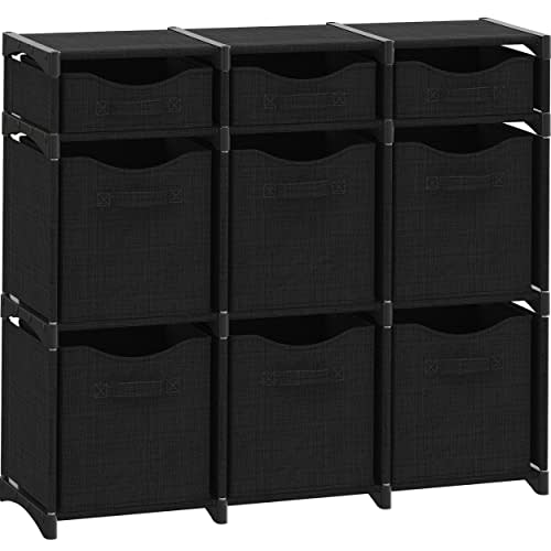 9 Cube Closet Organizers And Storage | Includes All Storage Cube Bins | Easy To Assemble Closet Storage Unit With Drawers | Room Organizer For Clothes, Baby Closet Bedroom, Playroom, Dorm (Black)