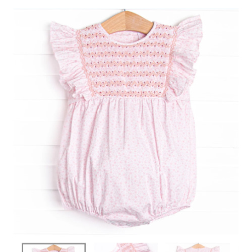 Peony for Your Thoughts Smocked Bubble, Pink – Stitchy Fish