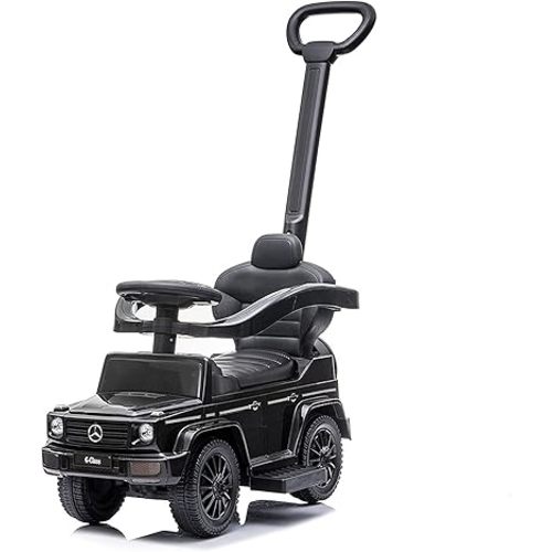 Best Ride On Cars 3 In 1 Mercedes G-Wagon Push Car for Toddlers 1 to 3 Years Old, Kids Outdoor Stroller with Music, Horn Sounds, and Handle, Realistic Driving Experience, Black