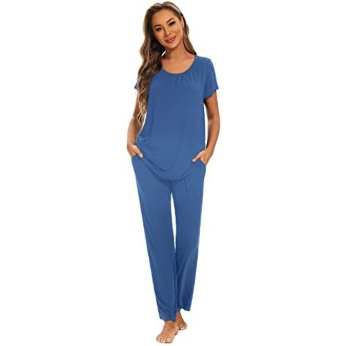 Smallshow Women's Maternity Postpartum Pajamas Ruched Short Sleeve Nursing Pjs