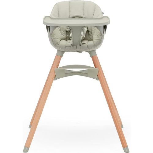 Lalo The Chair Convertible 3-in-1 High Chair - Wooden High Chair for Babies & Toddlers, Baby High Chair with Dishwasher Safe Tray, Adjustable Footrest & Machine Washable High Chair Cushion, Sage