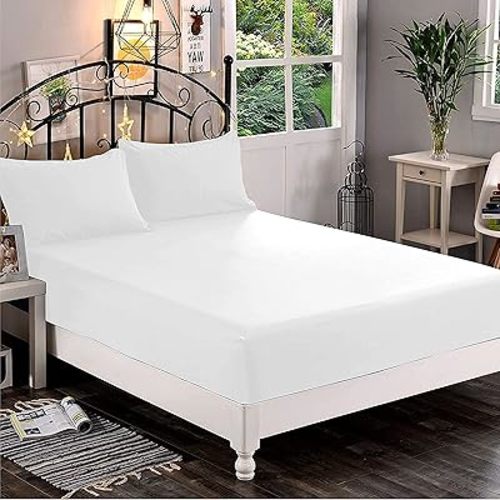 Elegant Comfort 1500 Premium Hotel Quality 1-Piece Fitted Sheet, Softest Quality Microfiber - Deep Pocket up to 16 inch, Wrinkle and Fade Resistant, King, White