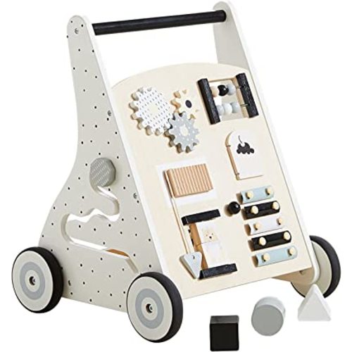 Beright Wooden Baby Walker Push and Pull Learning Activity Walker Kids’ Activity Toy Multiple Activities Center Develops Motor Skills & Stimulates Creativity (Natural)