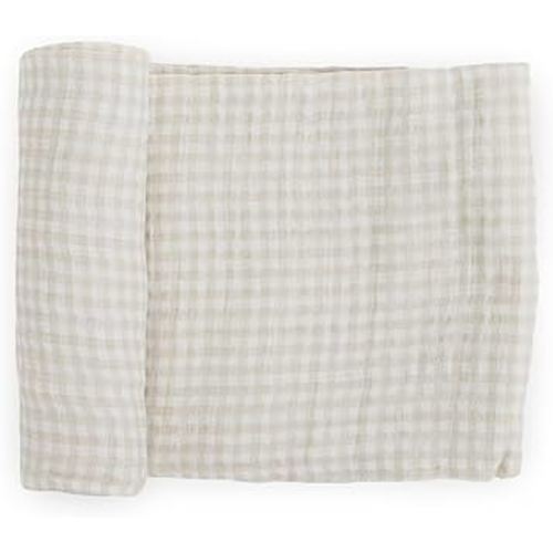 Little Unicorn – Tan Gingham Cotton Muslin Swaddle Blanket | Single | 100% Cotton | Super Soft | Newborns and Infants | Large 47” x 47” | Machine Washable