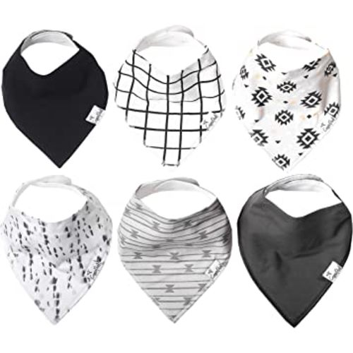 Copper Pearl Baby Bandana Bibs - 6 Pack Soft Cotton Baby Bibs for Drooling and Teething, Absorbent Drool Bibs for Baby Girl and Boy, Adjustable to Fit Newborns to Toddlers, Tons of Styles (Hawk Set)
